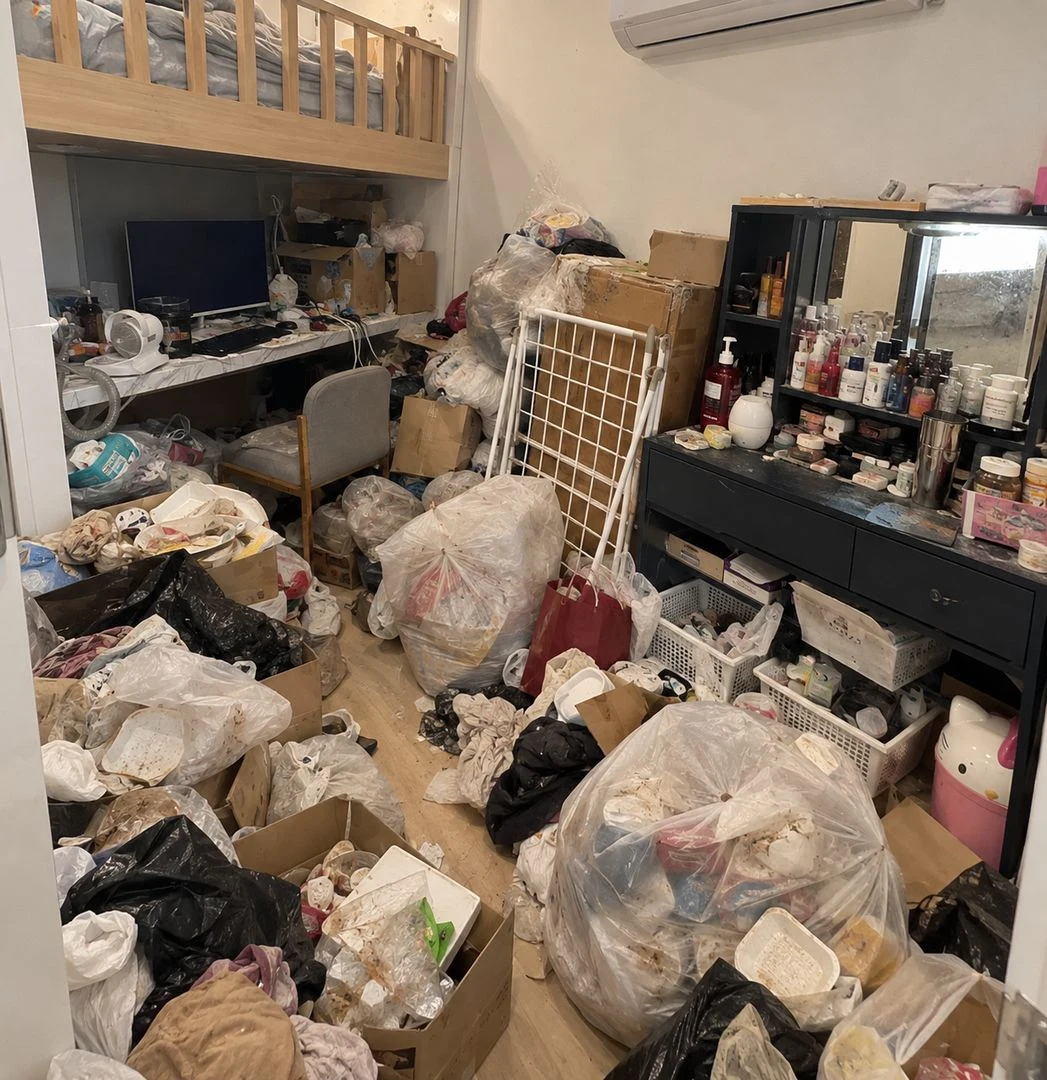 영종도 쓰레기집청소 침대 주변 청소 전
