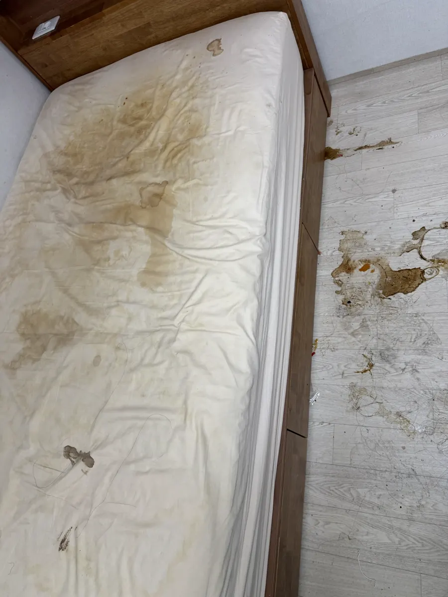 안산 원룸 매트리스에 번진 음식물 얼룩